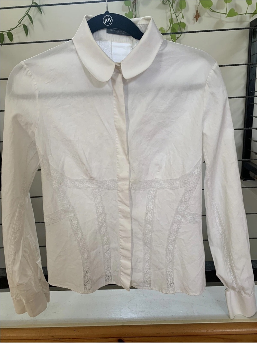 Vintage Authentic ALEXANDER McQUEEN Blouse w/ Peter Pan Collar & Lace Detail